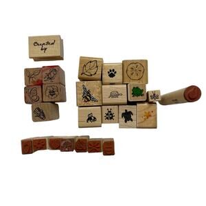 Rubber Stamp - Lot of 19 Vintage 90s Y2K Tiny Bees Flower Plant Bug Leaf Turtle